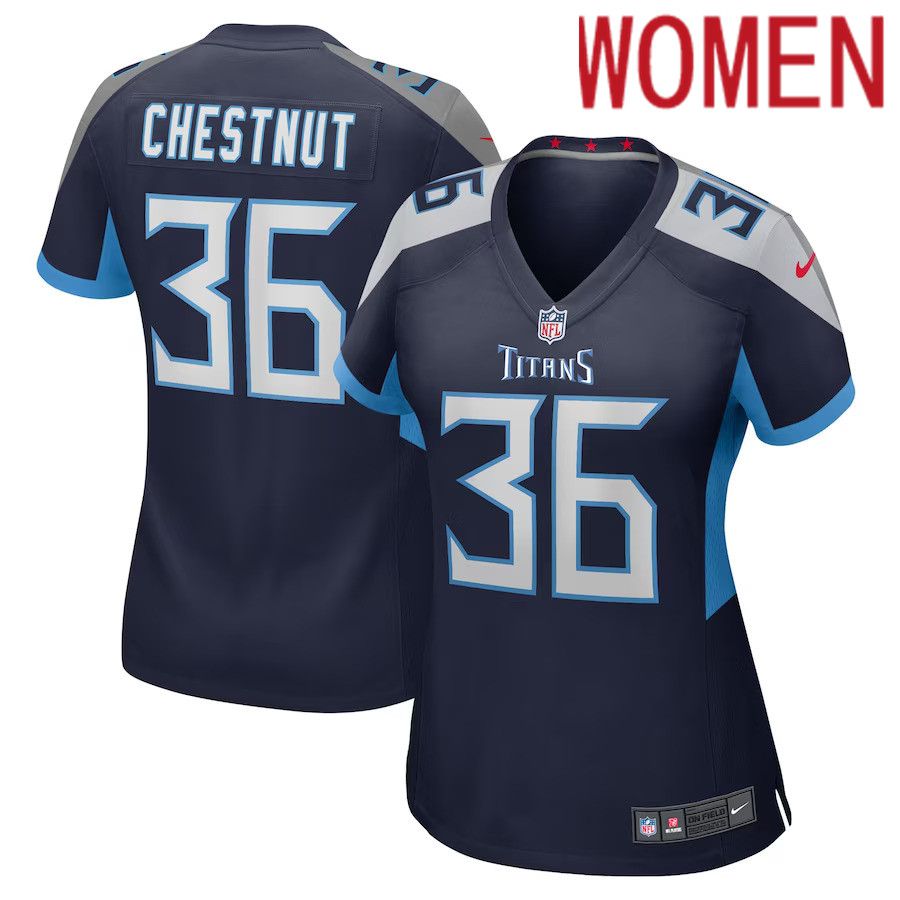 Women Tennessee Titans #36 Julius Chestnut Nike Navy Game Player NFL Jersey
